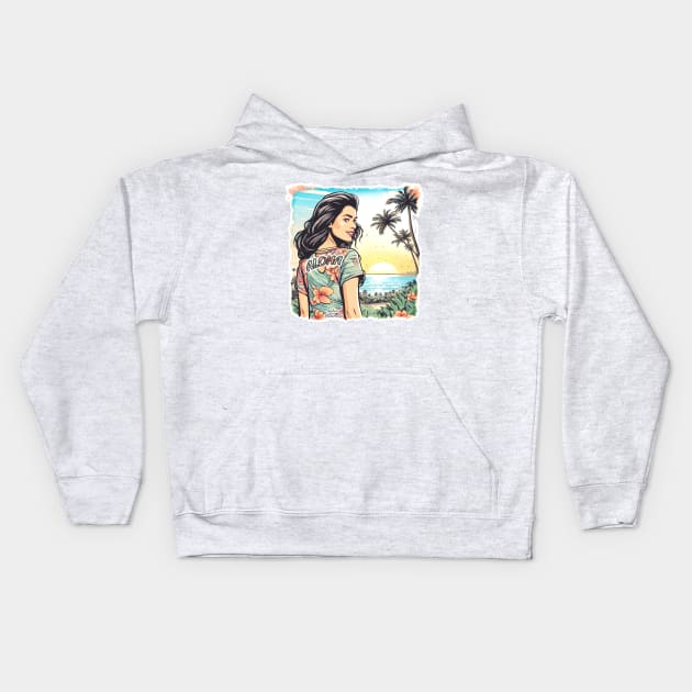 Aloha Girl Kids Hoodie by Andrea Matarazzo